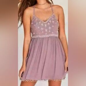 UO Kimchi Blue Snow Queen Crystal Embellished Mini Dress Size 4/Small Mauve